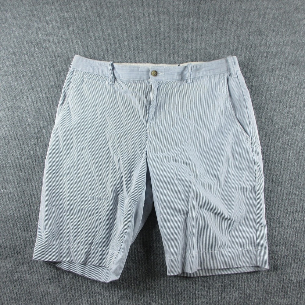 Polo Ralph Lauren Shorts Women 10 Blue Seersucker Striped Cotton 9 Inseam Preppy